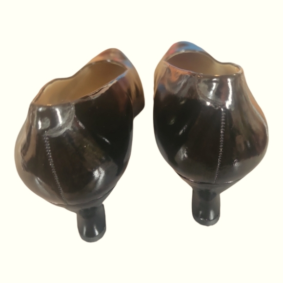 Evan-Picone Feather Construction Vintage Black Patent Leather Kitten Heel Pump 8 - Picture 5 of 7